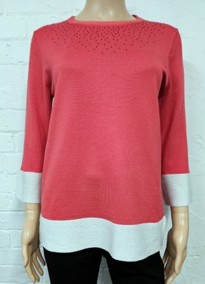 Anonymous Coral Embellished Jumper